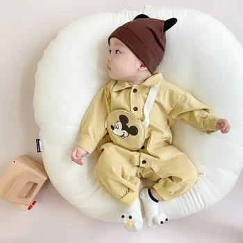 Disney Mickey Baby Dievča, Chlapec Oblečenie Kórejský Jeseň Jar Módne Dieťa Jumpsuit Bavlna Batoľa Oblečenie Cartoon Potápačské Kombinézy