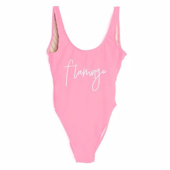 Sexy Klasické Siamské 2020 Plavky Ženy Jednodielne Plavky Flamingo List Tlač Letné Plážové Oblečenie Pani Ružová Kúpanie Plávať Oblek