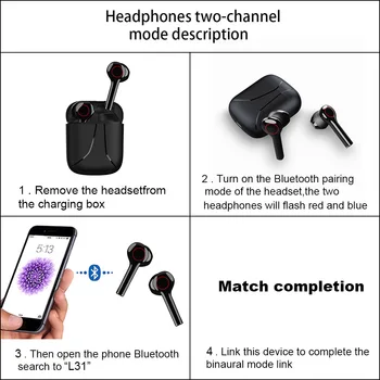 FDGAO TWS Bezdrôtové Slúchadlá Bluetooth 5.0 Stereo Slúchadlá Športové Handfree Slúchadlá Slúchadlá s Charge Box Pre iPhone Samsung