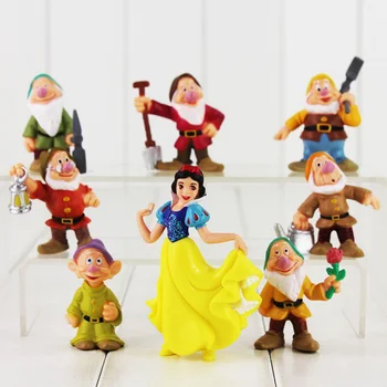 8pcs/Veľa Princezná snehulienka a Sedem Trpaslíkov Obrázok Hračky Príbehy Model Bábiky Darčeky pre Deti