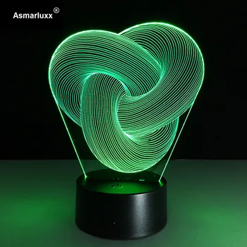 Abstrakt Kruh, Špirála Bulbing 3D LED Svetlo Hologram Ilúzie 7 Zmena Farby Dekor Lampa Najlepšie Nočné Svetlo Darček Pre Domáce Deco