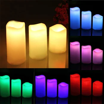Home Decor 3ks/set Valcové Farebné Diaľkové Ovládanie Načasovať Flameless LED sviečkach Jedinečný #81304