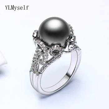 Nové očarujúce pearl krúžok crystal elegantné šperky pre vyhlásenie ženy, trendy, krásne šperky prstene pre matky darček