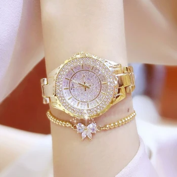 Ženy Hodinky 2019 Luxusné Značky Diamond Quartz Dámske ružové Zlato Hodinky z Nerezovej Ocele Hodiny Šaty Sledovať ženy relogio feminino