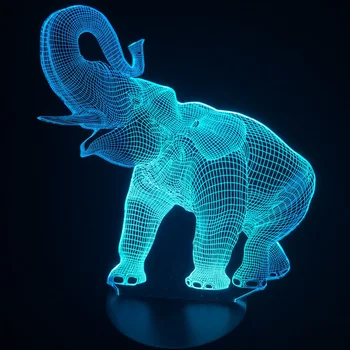 3D Slon Tvar Nočné Svetlo Úžasné Ilúzie LED Zvierat stolná Lampa 7 Farieb Mení Účinok Zariadenie Vianočný Darček Decor