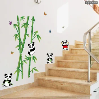 Vymeniteľné Dom Dekorácie Bamboo Panda Samolepky na Stenu DIY Domova Obývacia Izba, Spálňa Čínsky Štýl, Vinyl Plagáty, Nálepky