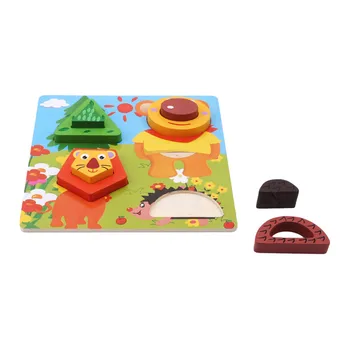 Roztomilý Montessori Vzdelávacie Hračky-Drevené 3D Puzzle Pre Deti detský Vzdelávania Puzzle Učebných Pomôcok Nastaviť Puzzle Inteligencie Hračky