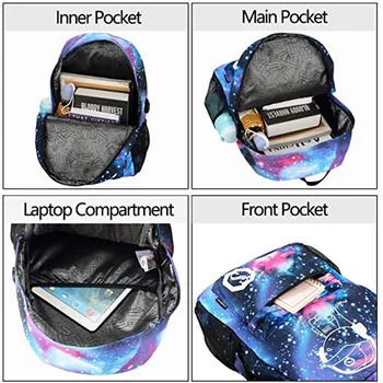 2020 Nový Školský Bookbag Ľahké Nepremokavé Laptop Backpack s USB Nabíjací Port a Zámok & peračník pre Dospievajúce Dievčatá Chlapci