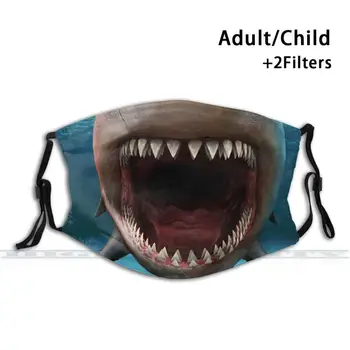 Žraločie Zuby celotvárovou Maskou v Pohode Shark Hlavu Zábavnej 3d Tlač Opakovane Úst Maska Umývateľný Filter Proti Prachu Masku na Tvár Žralok