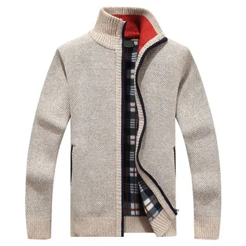 2020 Nové pánske Svetre Jeseň v Zime Teplé Cashmere Vlna Zips Cardigan Svetre Muž Bežné Knitwear Sweatercoat muž obliekať
