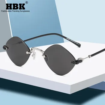 HBK Vintage Malé Kosoštvorec slnečné Okuliare Pre Ženy, Mužov, bez obrúčok Námestí Farebné Odtiene Frameless Slnečné Okuliare Vysokej Kvality UV400