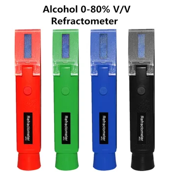 Detektor alkoholu Refraktometer 0-80% V/V Prenosných 4 Farebné Obsah Alkoholu Meter ATC Hydrometere Ručný Nástroj 30% off