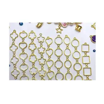 36pcs 9 Štýly Mix Mini Sakura Kovový Rám DIY Šperky, Prívesok Príslušenstvo Hexagon Rámu Zlato Ručné Náhrdelník Cabochon Plavidlá