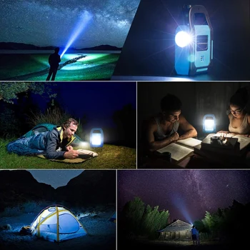 3 in 1 Solárne USB Nabíjateľné COB LED Camping Svietidlo, Nabíjačka pre Zariadenia, Nepremokavé Núdzové Svietidlo LED Svetlo