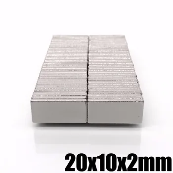 100ks 20x10x2mm Super Výkonný Malé Neodýmu Magnet Blok Trvalé N35 NdFeB Silné Kváder Magnetické Magnety 20*10*2 mm