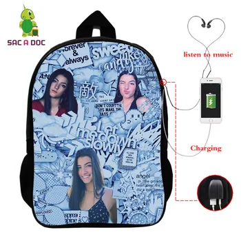 2020 Charli Damelio Merch Batoh Ženy USB Nabíjanie Notebook Tašky Pack Školské Tašky pre Dospievajúce Dievčatá Humbuk Dom Bookbag Chlapcov