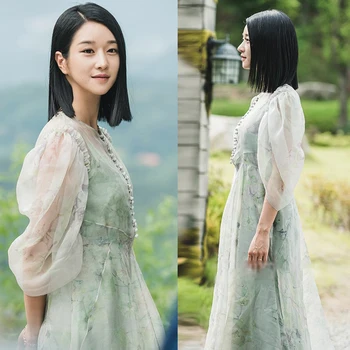 Ženy Letné Šaty 2020 kórejský TV Star 서예지 Zelená Oka Šaty Pre Ženy, Elegantné Dlhé Holiday Party Šaty Vestidos
