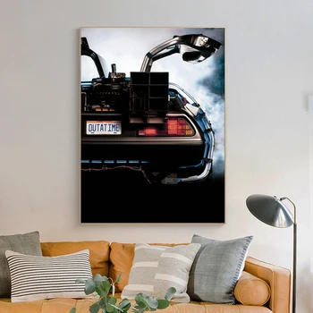 Späť Do Budúcnosti Klasický Film Stroj Času, Auto Plagáty a Vytlačí Plátno na Stenu Umenie Maľba Moderného Domova Obrázok Darček
