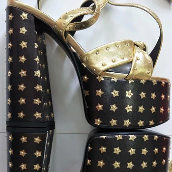 2019 Zlaté Sandále Na Platforme Žena Típat Prst Nit Reálnom Kožené Členok Popruh Gladiator Sandále Žena Fashion Party Topánky