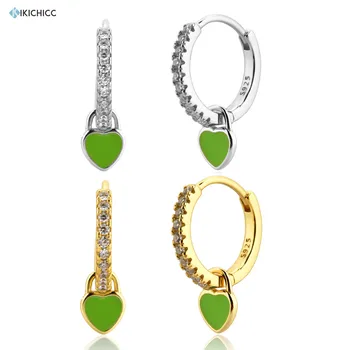 Kikichicc 925 Sterling Silver Smalt Zelená Huggies Kruhu Obruče 2020 Jemné Šperky, Piercing Pendiente Luxusné Šperky