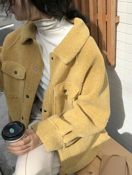 2021 skoro na jar proti baránkom kabát ženské nové voľné plyšové kabát tričko bunda