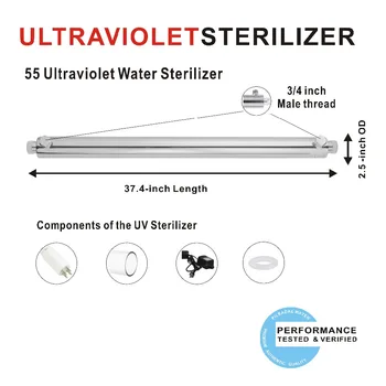 55W Ultrafialové Vody Čistička Sterilizátor Filter pre Celý Dom Čistenie 12GPM,Napájanie 200 - 240 v, AU tri pin konektor