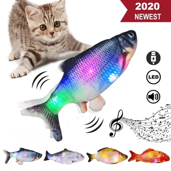 Zábavná Hračka Pet Farebné LED Svetlo Elektrická Stimulácia Ryby Hračky Pre Mačky Mačiatko, Interaktívne Hračky S Hudbou A Swing Chvost