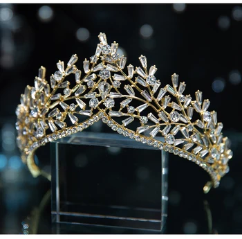 Jednoduché, Vlasy, Šperky, zlatá farba jemná Crystal Svadobné Bohyne Koruny Drahokamu Nevesta Tiara hlavový most Pre Ženy Svadobný Sprievod