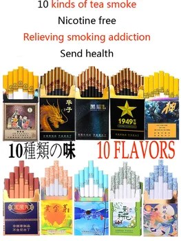 Hot predaj 10 flavornews čaj dym zmiešaný chuť mužov a žien, zdravie cigarety neobsahujú nikotín a tabaku