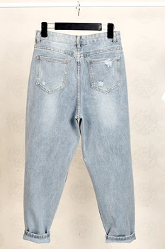 Ff1006-1 2019 nové jeseň zima ženy móda bežné Džínsové Nohavice priateľ rozštiepené roztrhané džínsy pre ženy street style