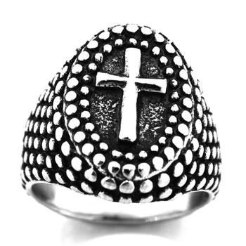 Fanssteel Nehrdzavejúcej ocele, šperky bodkované oválne kríž krúžok FSR14W15