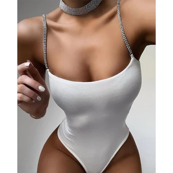 Ženské Backless pančuchové Nohavice Letné Diamond Popruhy Módy Sexy Jumpsuit bez Rukávov Bežné Plavky, plážové oblečenie
