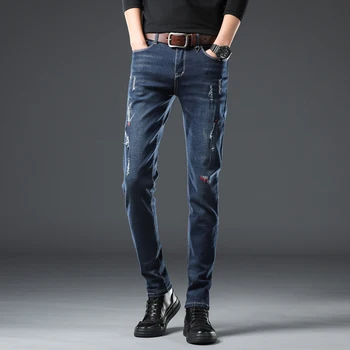 2020 jar nový príchod džínsy muži Móda pružnosť pánske džínsy muž vysokej kvality bavlna Slim džínsy, nohavice,Modré, čierne