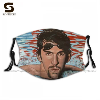 Prach, Umývateľný Unisex Michael Phelps Tvár, Ústa Maska Roztomilý Handričkou Vzor Biker Pleťová Maska S Filtrom