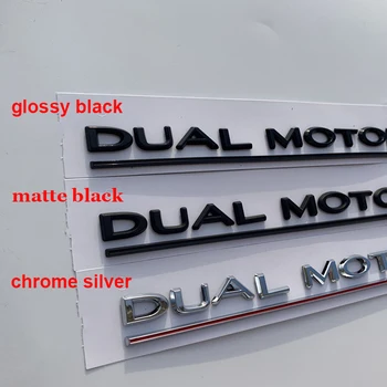DUAL MOTOROVÝCH Podčiarknutými Písmenami Znak pre Tesla Model 3 X S Auto Styling Vysoký Výkon batožinového priestoru Odznak Nálepky Chrome Black Red