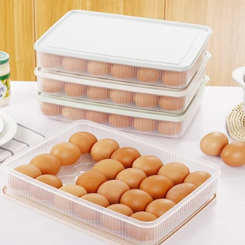 24 Mriežky Vajcia Držiak Praktický Plastový Zásobník na Vajcia Úložný Box Kontajner Organizátor Kontajner s Vekom pre Kuchyňa Chladnička Organizácie