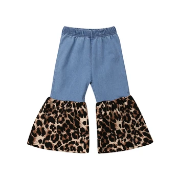 Batoľa detská dievča džínsové nohavice Módne Batoľa Detský Baby Dievčatá Leopard Denim Džínsy, nohavice Nohavice
