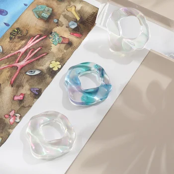 Japonský sklo zmysel pre farebný sen nepravidelne zvlnené živice prívesok DIY handmade šperky, náušnice príslušenstvo materiály 4pcs