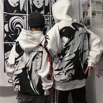 2020 Jeseň zima Anime Naruto Uchiha Itachi Sharingan Tlač hoodies Bežné zahustiť teplý pulóver s kapucňou mikiny ženy muži