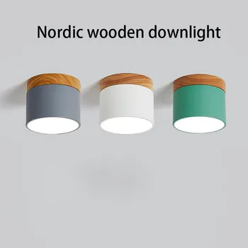 Nordic downlight okno, balkón macaroon masívneho dreva chodby, stropné svietidlo stropné LED downlight