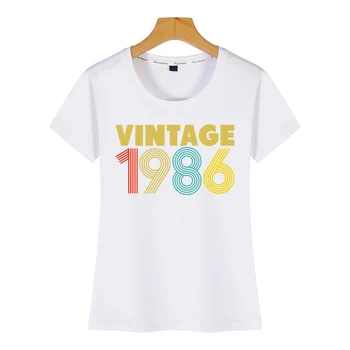 Topy T Shirt Ženy 32. narodeniny ročník 1986 Hip Hop Vintage Bavlna Žena Tričko