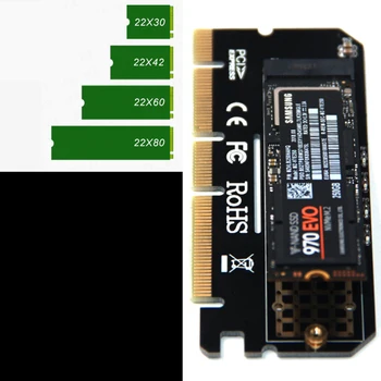 PC Adaptér Podporu Led Počítača M Kľúč Siete Rozširujúca Karta Plnej Rýchlosti Ľahko Nainštalovať Rozhranie M. 2 NVMe SSD NGFF Do PCIE X16 3.0