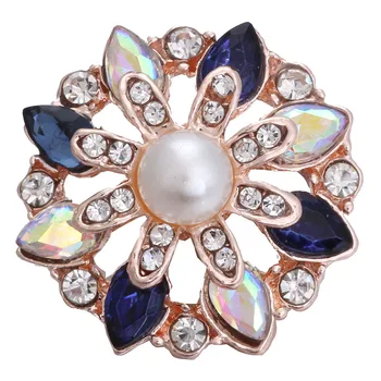 5 ks/veľa Kvalitných Rose Gold Snap Šperky DIY Crystal Drahokamu Kvet 18 mm 20 mm Kovové Modul Tlačidiel Snap Fit Náramok Náramok