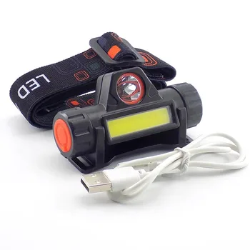 Mini COB LED Reflektor Svetlomet Baterka Vedúci Pochodeň Linterna Čelnej Lampa USB Nabíjateľné Vstavané 18650 Kempovanie Turistika Noc