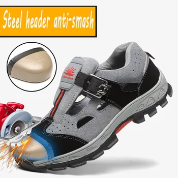 Pracovné Topánky Sandále pánske Letné Ľahké Priedušná Dezodorant Ocele Bežné Anti-rozbiť Anti-slip Žena Baotou Práci a Bezpečnosti topánky