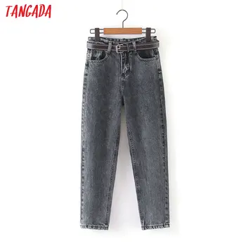 Tangada 2020 módne ženy, mamy, džínsy, nohavice s pásom dlhé nohavice strethy pás vrecká na zips ženské nohavice HY41