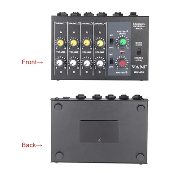 Ammoon AM-228 Audio Zvuk Mixér Ultra-kompaktný Nízka Hlučnosť 8 Kanálov Mono Stereo Zvuk Miešanie Konzola so sieťovým Adaptérom Kábel