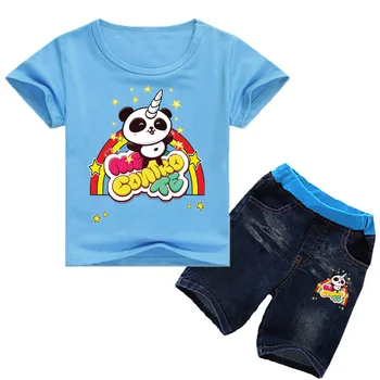 Letné Baby Chlapci Oblečenie Set Dievčatá Cartoon Mi Contro Te Panda Krátky Rukáv T-Shirt+Šortky Oblečenie Nastaviť Deti, Oblečenie Pre Deti Vyhovuje