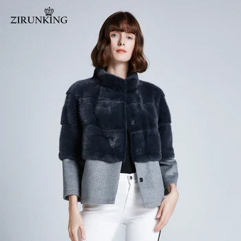 Zirunking 2020 reálny noriek kabát odnímateľný vlnené tkaniny zime teplé ženy fashional outwear skutočné noriek pre lady teplé vlnené Z201