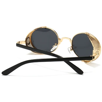 Peekaboo zlatý štít slnečné okuliare ženy punk kovový rám retro štýl okrúhle slnečné okuliare pre mužov oválne vetru 2021 uv400